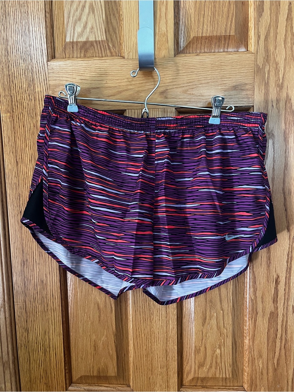 Nike Women's Purple & Pink Striped Running Shorts